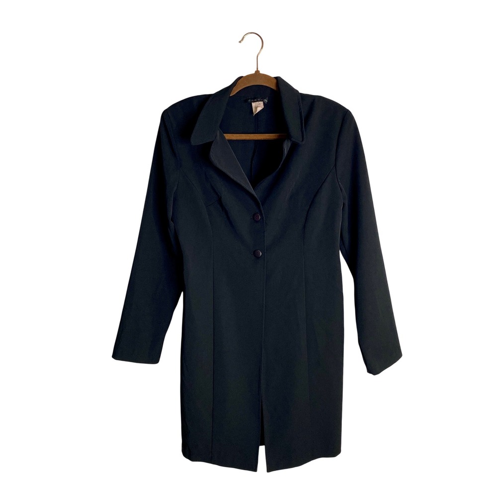 Vintage Donutz Black Blazer Dress Y2K Goth Office Siren Mini Jacket Coat Sz 5